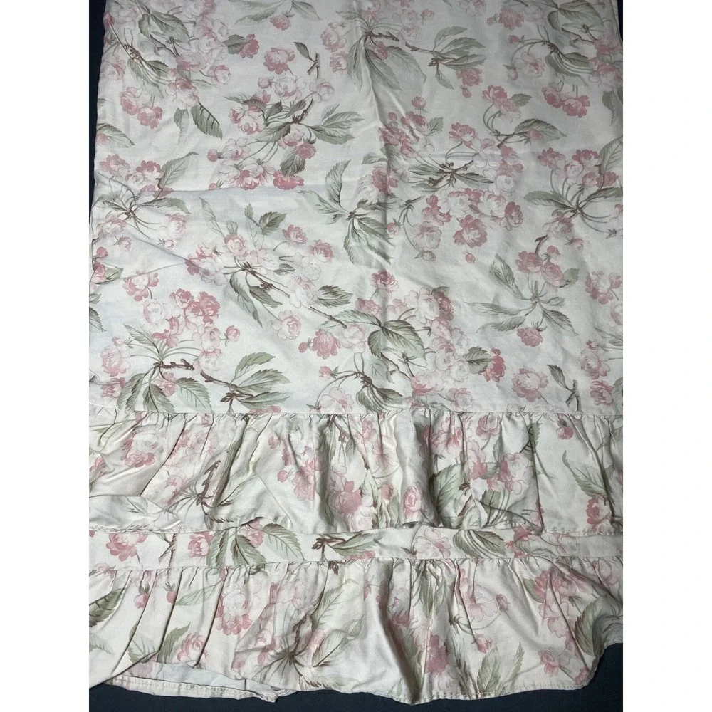 Ralph Lauren BELMONT OAKS Pillowcase Set KING Floral Ruffle ITALY Pair Vtg Shams